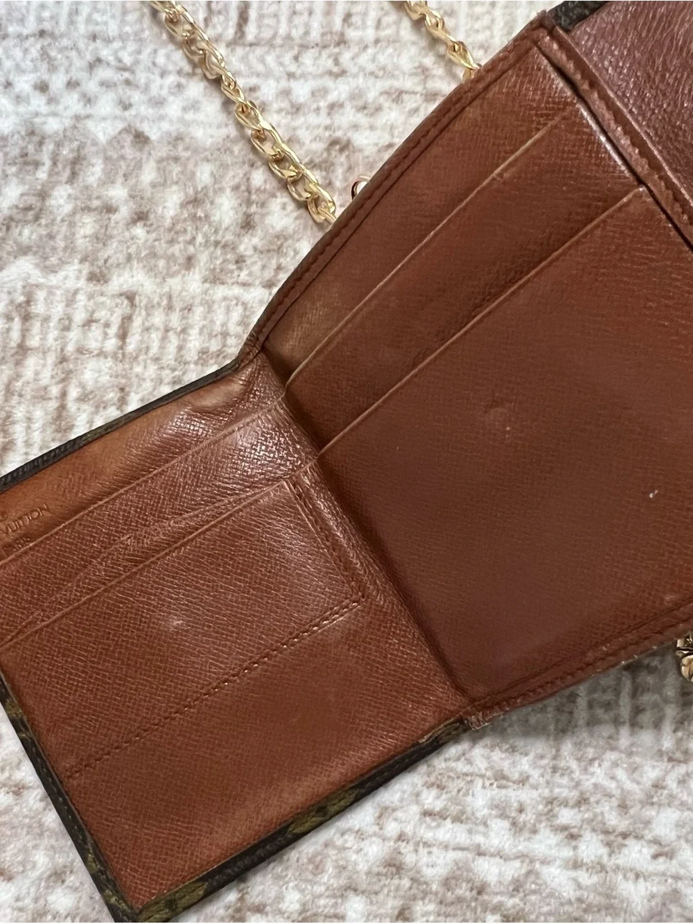Louis Vuitton Brown Monogram Mini Crossbody with Gold Chain